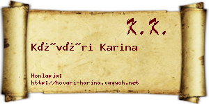 Kővári Karina névjegykártya